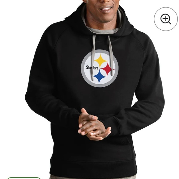 Steelers Antigua Black Victory Pullover Hoodie. Embroidered Logo. Like new 2XL - Picture 1 of 12